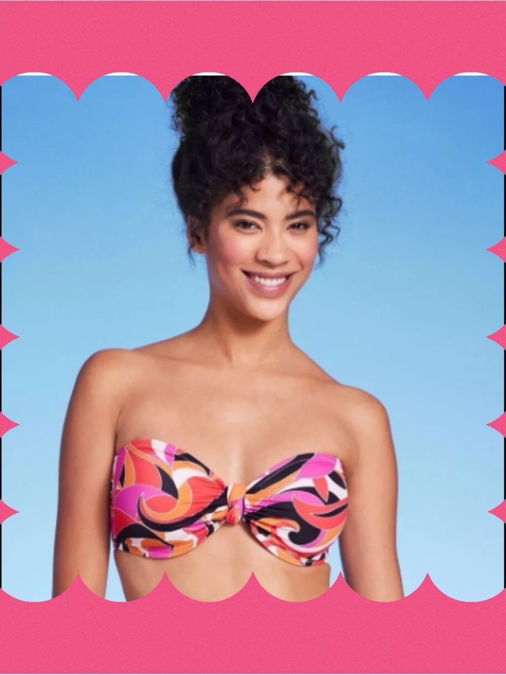 Strapless Twist Bandeau Swim Top - Pink Multi.15